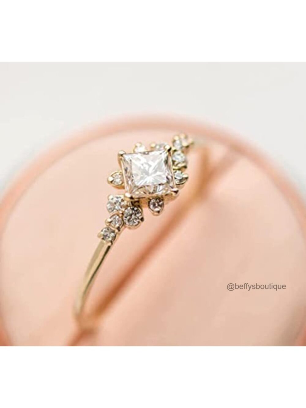 Vintage 14k Gold Milgrain Ring Band CZ Crystal Engagement Wedding Ring Size 9